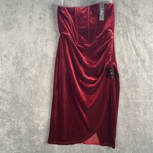 lulus dress large nwt red velvet corseted Vamp Goth